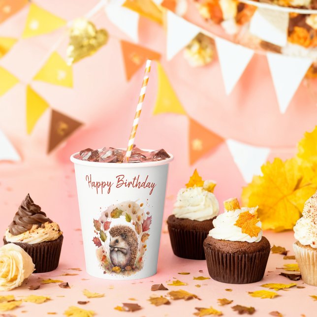 Fall vibes Igel - Geburtstag Pappbecher (Von Creator hochgeladen)