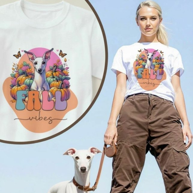 Fall Vibes Italian Greyhound Dog Pumpkin Patch T-Shirt (Fall Vibes Italian Greyhound Dog Pumpkin Patch T-Shirt.)