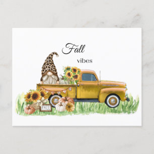 Fall Vibes Leopard Gnome Gelbe Lieferwagen Postkarte
