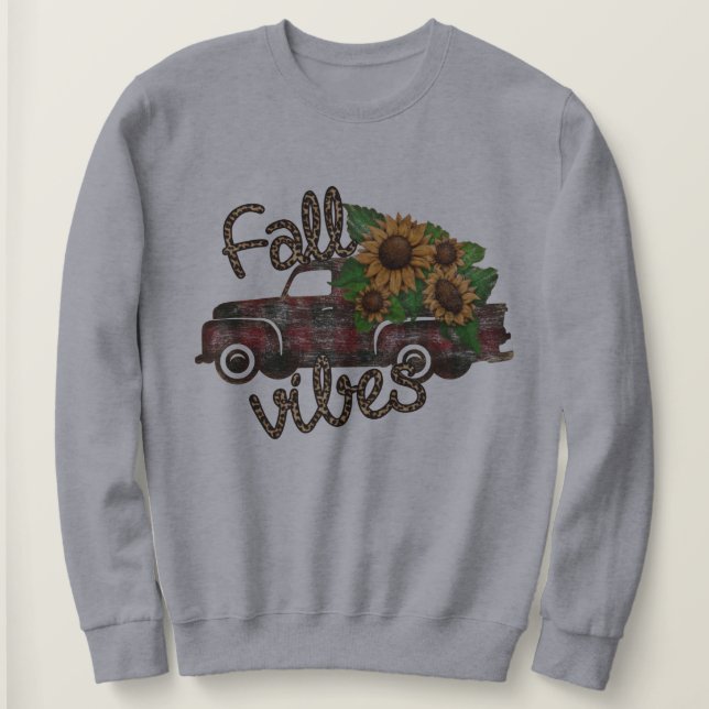 Fall Vibes | Lieferwagen LKW und Sonnenblumen Sweatshirt (Design vorne)