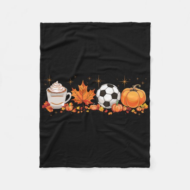 Fall Vibes Pumpkin Gewürz Fußball Halloween L Herb Fleecedecke (Vorderseite)
