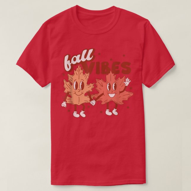 Fall Vibes Pumpkins Funny Blätter Herbst Vibes Red T-Shirt (Design vorne)