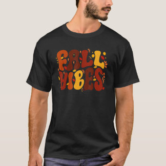 Fall Vibes Retro Thankful Vibes Herbst Groovy als T-Shirt