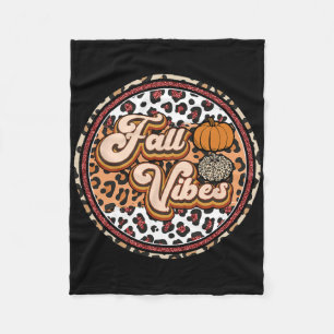 Fall Vibes Retro Vintag Leopard Circle Pumpkin The Fleecedecke