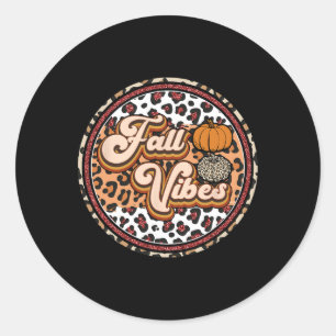 Fall Vibes Retro Vintag Leopard Circle Pumpkin The Runder Aufkleber