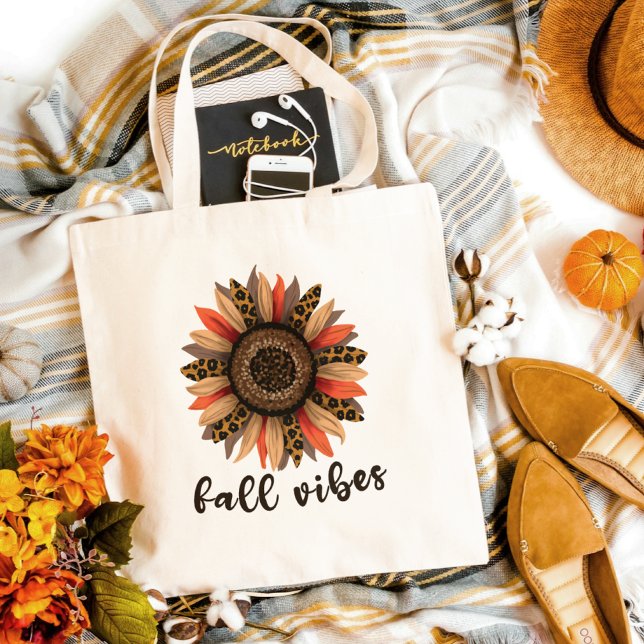 Fall Vibes Sonnenblume Herbsttasche Tragetasche (Von Creator hochgeladen)
