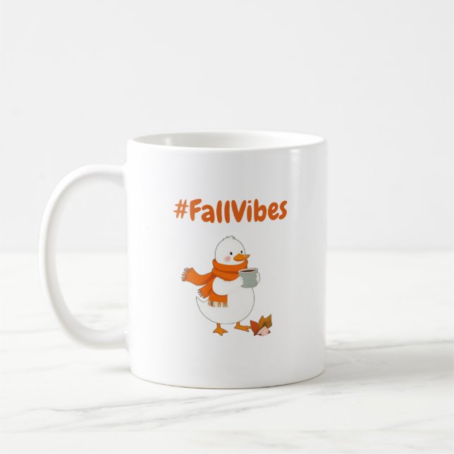 Fall Vibes Tasse - Niedlicher Duckkaffee Herbstent (Links)