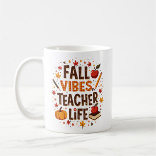 Fall Vibes Teacher Life - Retro Niedlich Personali Kaffeetasse