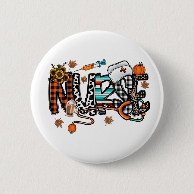 Fall Vibes that Nurlife Nurse Fall Saison Autum Button (Vorderseite)