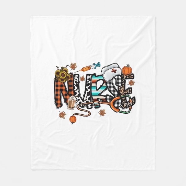 Fall Vibes that Nurlife Nurse Fall Saison Autum Fleecedecke (Vorderseite)