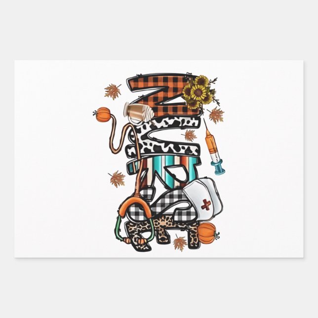 Fall Vibes that Nurlife Nurse Fall Saison Autum Geschenkpapier Set (Vorderseite)