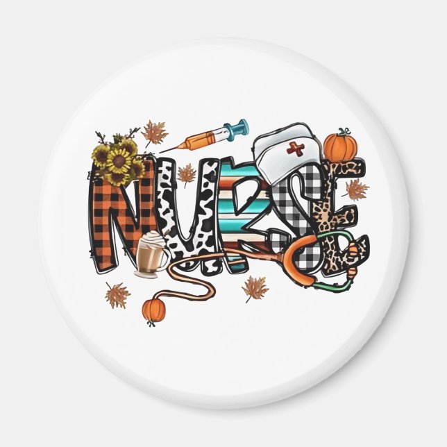 Fall Vibes that Nurlife Nurse Fall Saison Autum Magnet (Vorne)