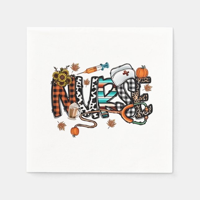 Fall Vibes that Nurlife Nurse Fall Saison Autum Serviette (Vorderseite)