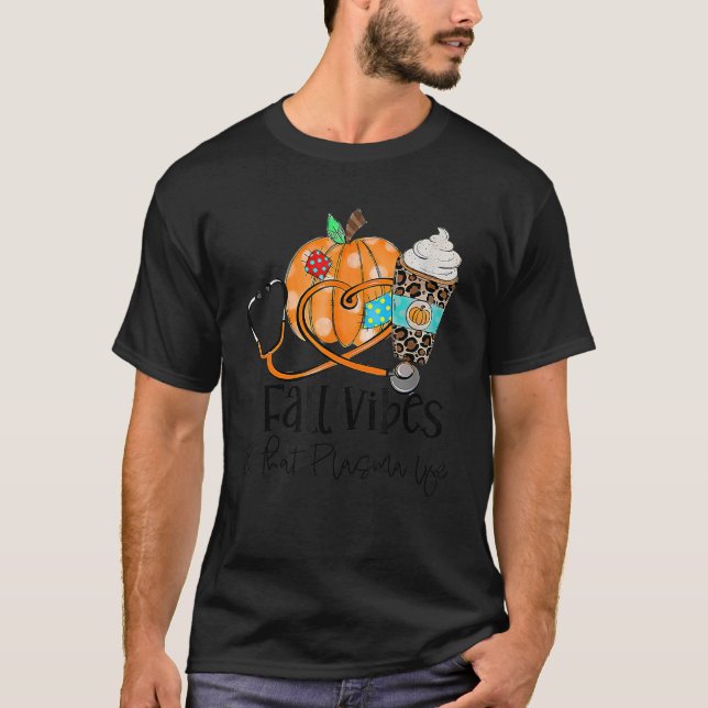 Fall Vibes und Plasma Life Pumpkin Leopard Thanksg T-Shirt (Vorderseite)