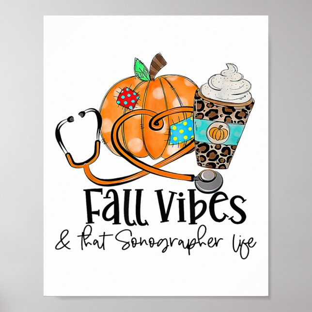 Fall Vibes und Sonographen Life Pumpkin Leopard Poster (Vorne)