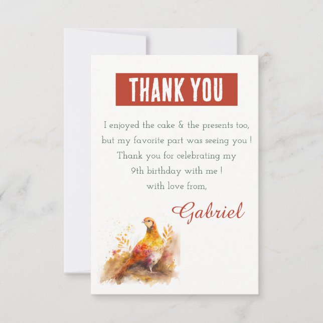 Fall Vibes Wasserfarbe Fasan - Geburtstag Dankeskarte (Vorderseite)