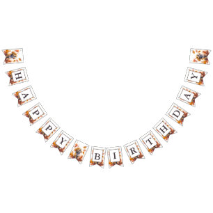 Fall Vibes Wasserfarbe Welpe - Geburtstag Wimpelkette
