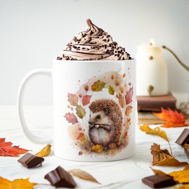 Fall Vibes Watercolor Igel - Kaffeetasse (Von Creator hochgeladen)