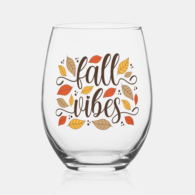 Fall Vibes Weinglas Ohne Stiel (Vorderseite)