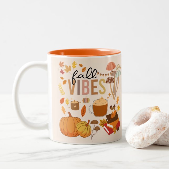 Fall Vibes Zweifarbige Tasse (Mit Donut)