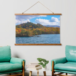 Fall View Avenue Lake Towada Japan Wandteppich Mit Holzrahmen