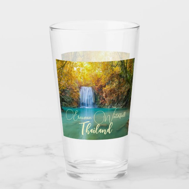 Fall View von Erawan Wasserfall Thailand Glas (Vorderseite)