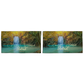 Fall View von Erawan Wasserfall Thailand Kissenbezug