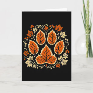 Fall Vine Leaf Dog Paw Print Herbst Ahorn Leaf als Karte