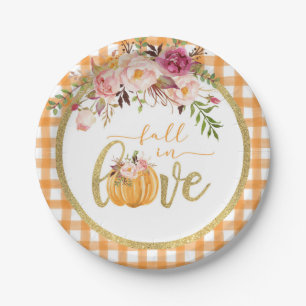 Fall von Liebe Plate - Orange Gingham Pappteller