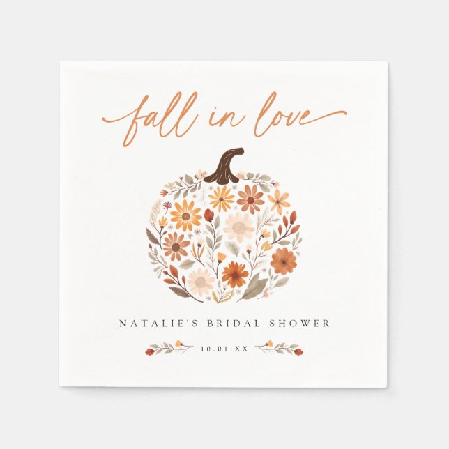 Fall von Liebe Pumpkin-Brautparty Serviette (Vorderseite)
