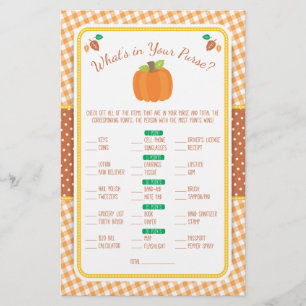 Fall Was ist in Ihrem Purse Baby Shower Game Flyer