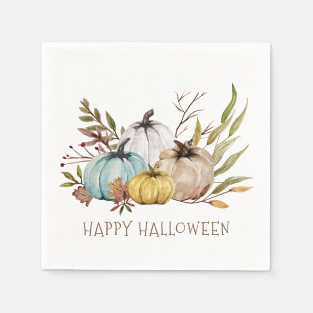 Fall Wassercolor Pumpkins Frohes Halloween-Party Serviette (Vorderseite)