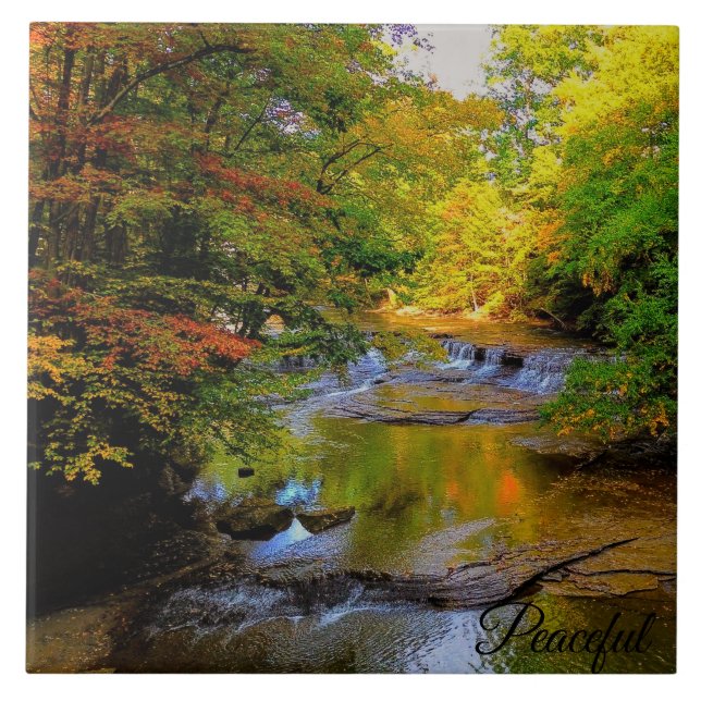 Fall Wasserfall in der Morgensonne Fliese (Vorderseite)