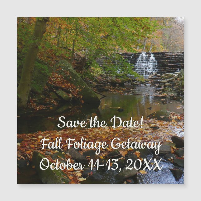 Fall Wasserfall und Bach Save the Date Magnetkarte (Vorderseite)