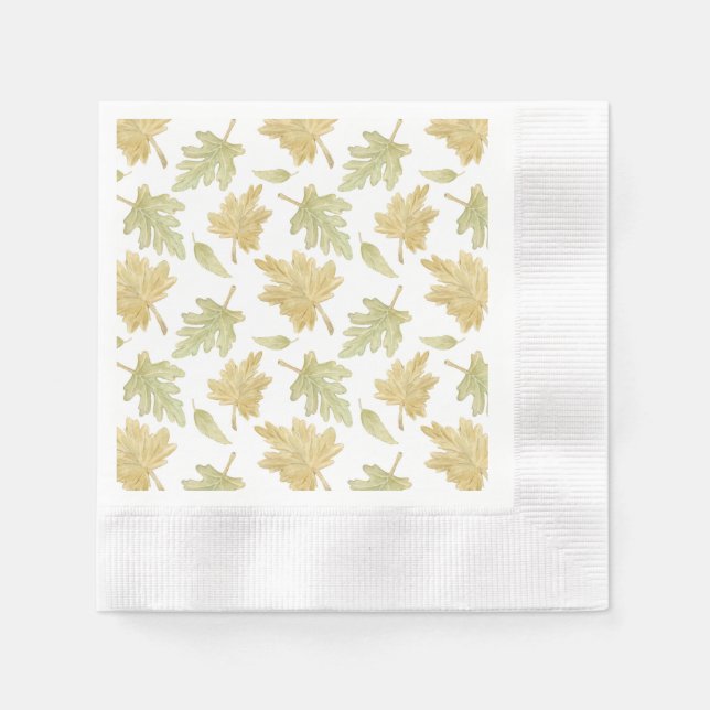 Fall Wasserfarbe Blätter Papier Napkin Serviette (Vorderseite)