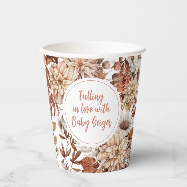 Fall Wasserfarbe Blumenbaby-Dusche Pappbecher (Vorderseite)