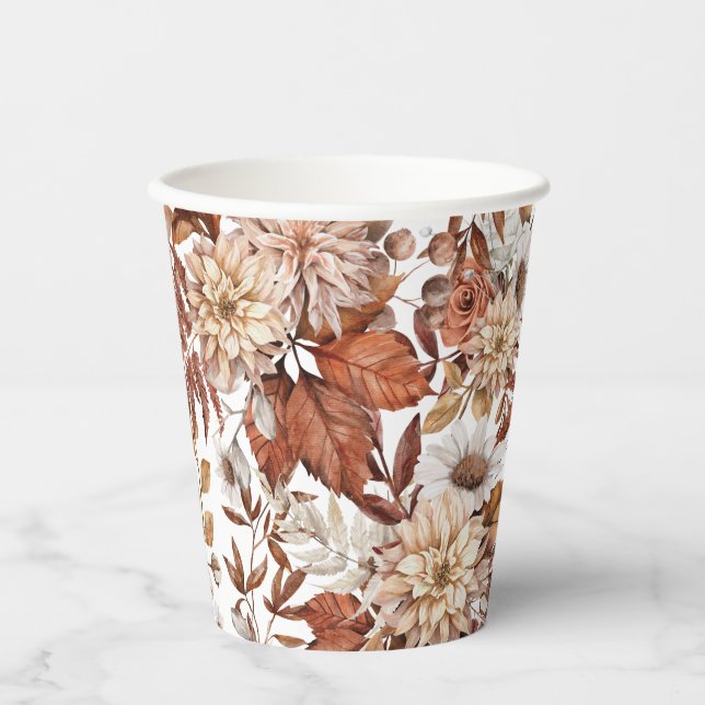 Fall Wasserfarbe Blumenbaby-Dusche Pappbecher (Vorderseite)