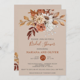 Fall Wasserfarbe Blumentaupe Brautparty Einladung