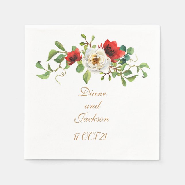 Fall Wasserfarbe Blüte Serviette (Vorderseite)