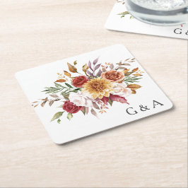 Fall Wasserfarbe Botanisch Rechteckiger Pappuntersetzer