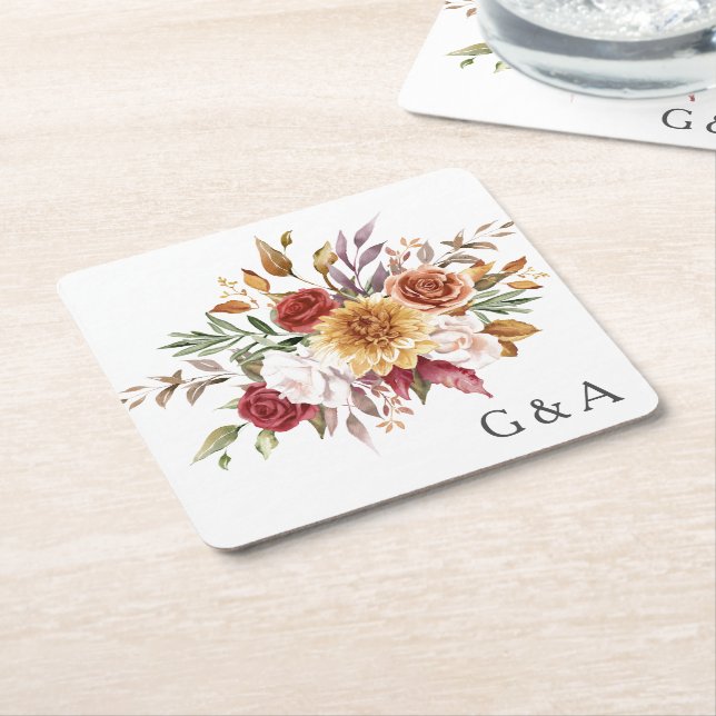 Fall Wasserfarbe Botanisch Rechteckiger Pappuntersetzer (angewinkelt)