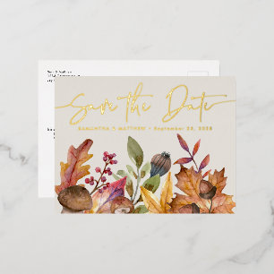 Fall Wasserfarbe Botanische Hochzeit Speichern Sie Folie Einladungspostkarte