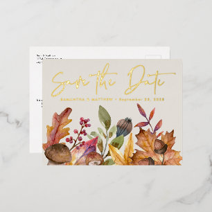 Fall Wasserfarbe Botanische Hochzeit Speichern Sie Folie Einladungspostkarte