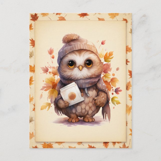 Fall Wasserfarbe - gestürzte Blätter Rahmen - Postkarte (Vorderseite)
