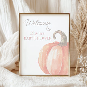 Fall Wasserfarbe Orange Pumpkin Baby Dusche Willko Poster