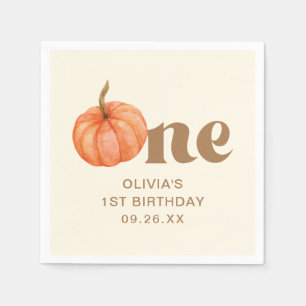 Fall Wasserfarbe Pumpkin 1. Geburtstag Serviette
