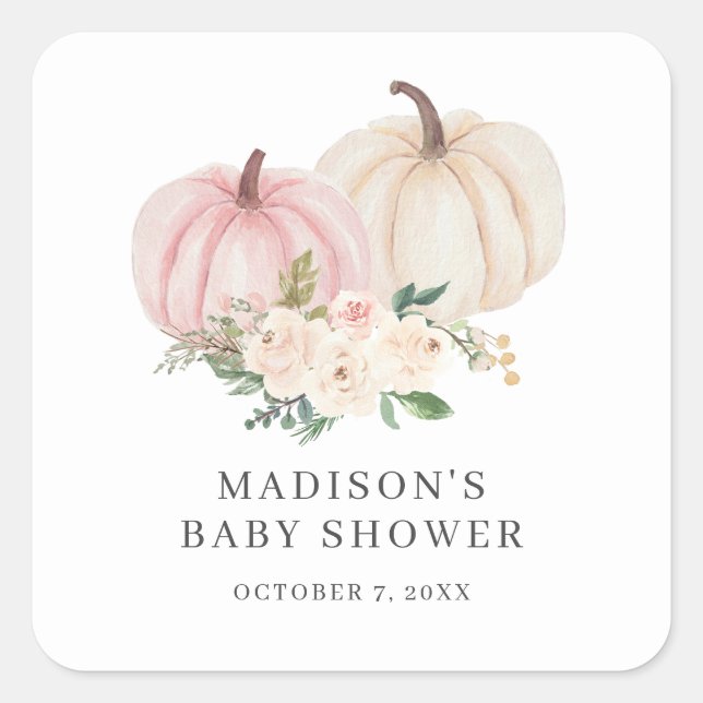 Fall Wasserfarbe Pumpkin Square Sticker (Vorderseite)
