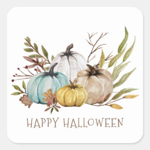 Fall Wasserfarbe Pumpkins glückliche Halloween Quadratischer Aufkleber