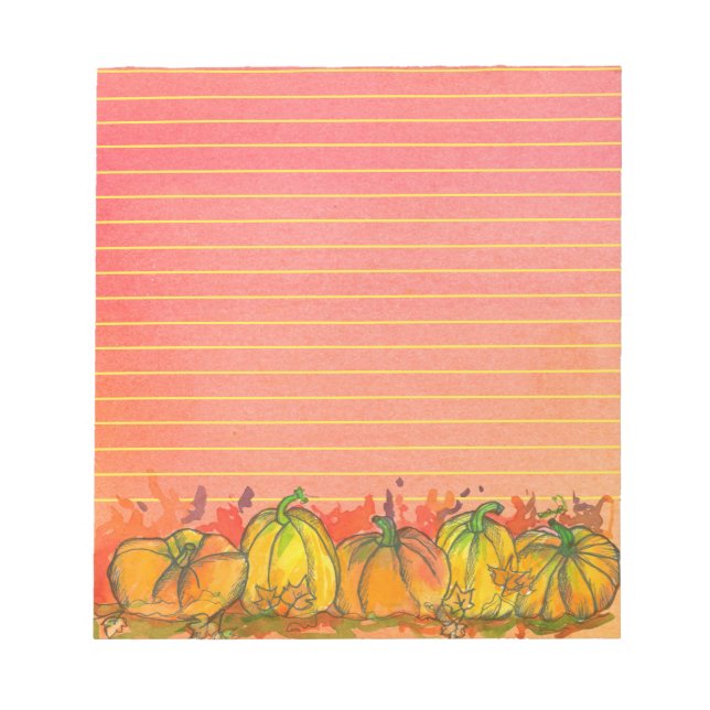 Fall Wasserfarbe Pumpkins Linken Notizblock (Vorderseite)