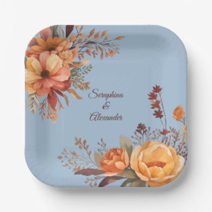 Fall Wasserfarbe Rustikale Blumenhochzeit Pappteller